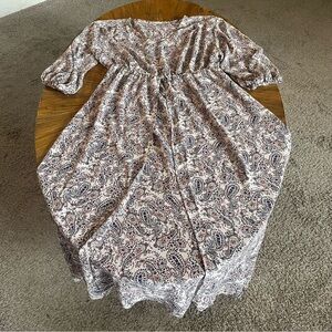 Rosebud Pink and Blue Paisley Bohemian, Cottagecore, Coquette Sheer Dress